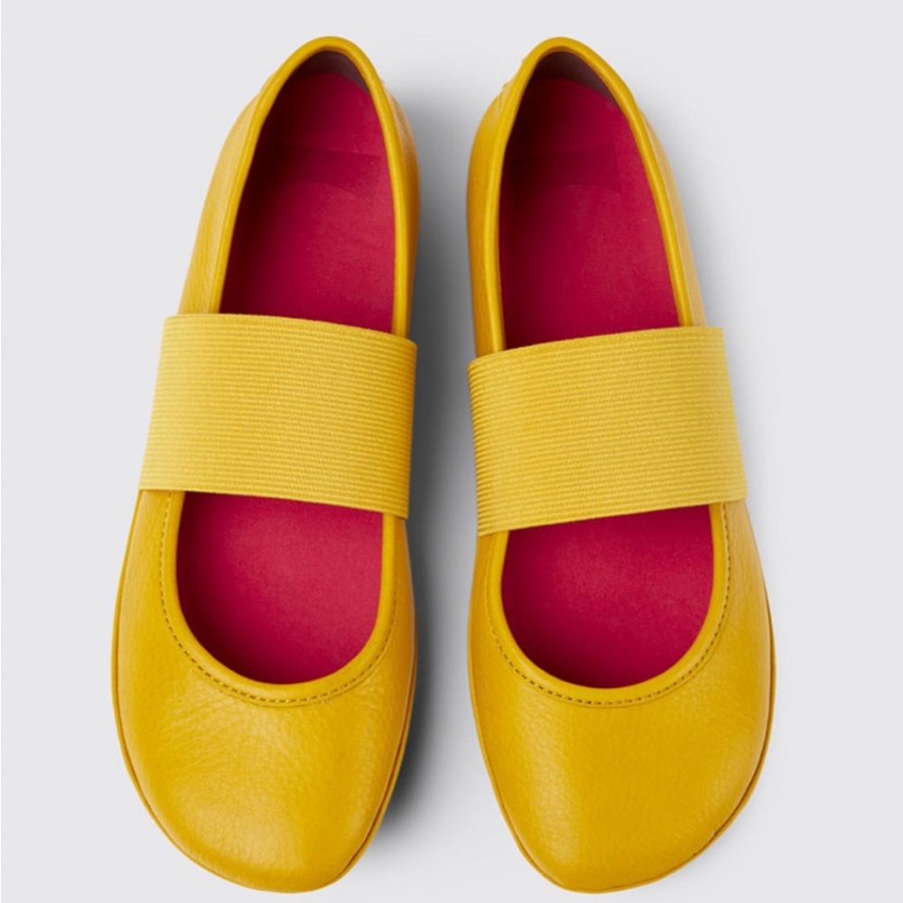 Camper yellow leather ballerina flats